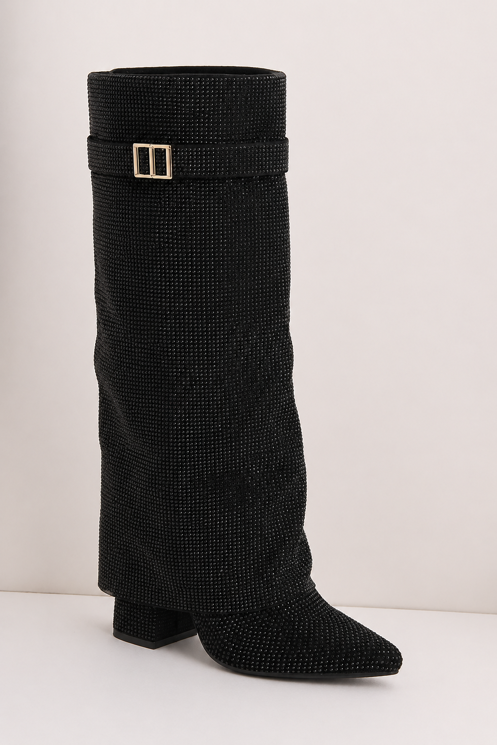 Sovelly Diamanté Schwarze Stiefel